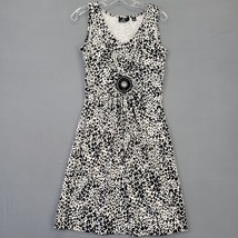 Lemmie Women Dress Size S White Stretch Midi Preppy Black Animal Sleeveless Chic - £12.23 GBP