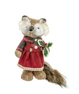 Winter Straw Dressed Girl Fox Figure Christmas Decor 11 inch In Hand - $43.55