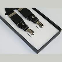 ELEGANT Suspenders Clip on and Button Option for Slacks or Suit Pants Black image 5