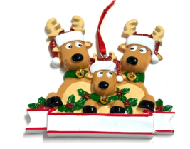 Reindeer Family of 3with Santa Hats  Christmas Ornament - £5.25 GBP