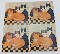 Cindy Sampson Stone Art Absorbent Stone Coasters Cats Set of 4 C-525 Cork Back - £12.39 GBP