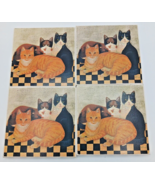 Cindy Sampson Stone Art Absorbent Stone Coasters Cats Set of 4 C-525 Cor... - £12.51 GBP