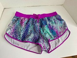 Fabletics Womens Sz M Purple Green Athletic Shorts Inside Pocket Lined e... - $14.85