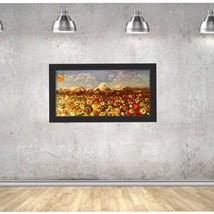 Panoramic floral landscape ,original oil painting, abstract sea of flowers ,snow - £159.87 GBP