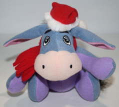 Disney Eeyore 6&quot; Plush Christmas Red Santa Hat Scarf Winnie the Pooh Friend Toy - £9.17 GBP