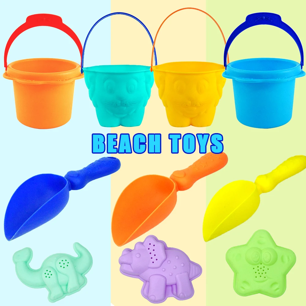 6PCS Beach Sensory Bucket Toy Cartoon Dinosaur Sand Plage Set Ocean Animal For - £9.53 GBP+