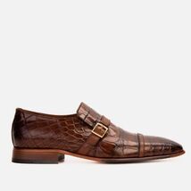 The Strat Single Monk Strap Cap Toe Brown Leather Handmade Men Shoe image 2