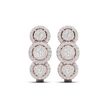 Authenticity Guarantee 
10K Rose Gold 1/2ct TDW Diamond Cluster Halo Hoo... - £597.62 GBP