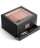 MMT-3041 Cigar Humidor Box for 25 to 55 Counts, See-Through Design with ... - €110,89 EUR