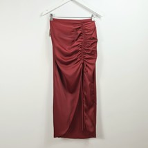 Free People - NEW - Cerine Ruched Midi Skirt - Red - UK Size 4 - RRP £88 - $18.57
