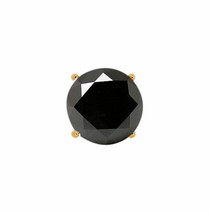 0.37CT Round Genuine AAA Black Diamond 14K Yellow Gold Men&#39;s Single Stud Earring - £166.34 GBP