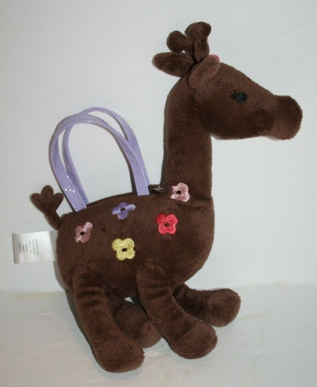 Primary image for Gymboree Giraffe Girls Purse 10" Glamour Safari Brown Flowers Pony Soft Toy 2010