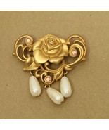 Gold Tone Rose Pin Brooch 2&quot; - £5.32 GBP