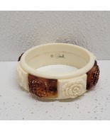 Vintage Sarah Coventry Coffee and Cream Bracelet Bangle White Brown Flow... - $22.90 CAD