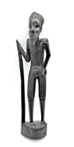 African Figure Hand Carved Tribal Man Ebony Wood with Staff - VINTAGE! 1... - £19.60 GBP