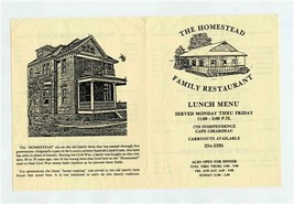The Homestead Family Restaurant Menu Cape Girardeau Missouri  - £14.24 GBP