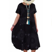 Summer Boho Big Dots Print Loose Midi Dress Women Casual Short Sleeve Ethnic Sty - £71.13 GBP