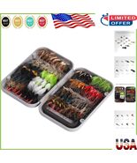 Assorted Fly Fishing Kit - 64 Flies for Trout and Bass with Magnetic Sto... - $55.93 CAD
