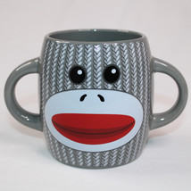 Galerie Sock Monkey Gray White And Red Coffee Hot Chocolate Tea Mug 2 Ha... - £6.83 GBP