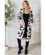 BiBi Ivory Leopard Open Front Stretchy Long Sleeve Cardigan - £27.97 GBP