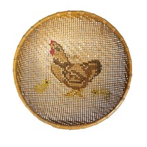 Chicken with Chicks Basket Woven Rattan Wicker Wall Art Hanging Farmhous... - $32.66
