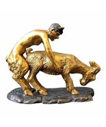 Pan and Goat Bronze Erotic Statue Set – Real Bronze Sculptures 2pcs 8.65 in - $146.61 CAD