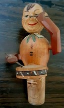Antique wooden bottle cork in the shape of a drummer wiggles a drumstick. Italy. - £16.61 GBP