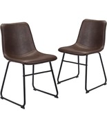 CangLong Mid Century Modern Style PU Dining Chairs with Black Metal Base... - £114.45 GBP