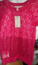 Dereal Heart Juniors Pink Long Sleeve stretch nylon lfloral lace blouse M 063 - £5.85 GBP