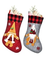 2 Pcs Christmas Stockings New Set, 3D Gnomes Santa Christmas Stockings P... - $30.99