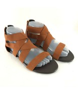 Womens Strappy Sandals Elastic Open Toe Zipper Brown Size 40 US 8 - £11.58 GBP