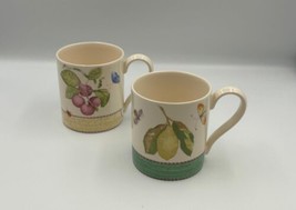 Pair of Wedgwood SARAH&#39;S GARDEN Large Mugs with Fruits and Recipes - $199.99