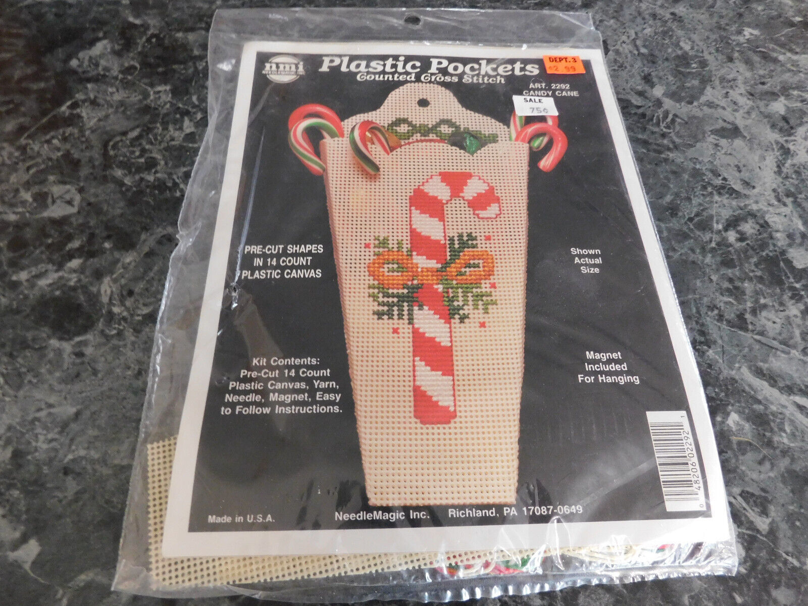Plastic Pockets Candy Cane Counted Cross Stitch Kit - $2.99