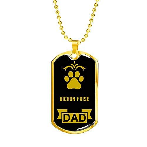 Primary image for Dog Lover Gift Bichon Frise Dad Dog Necklace Stainless Steel or 18k Gold Dog Tag