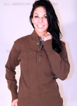 100% Acrylic Wwii Military Brown 5 Button Sweater Small Chest 35&quot; Small - $23.75