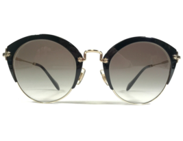 Miu Miu Sunglasses SMU 53R 1AB-0A7 Black Gold Round Frames with Brown Lenses - £146.54 GBP