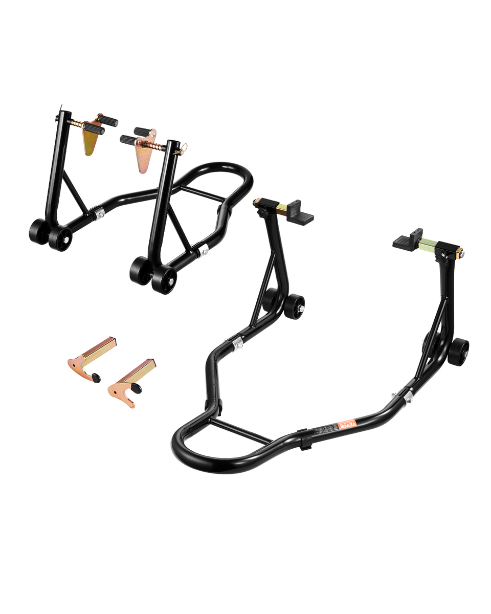 VEVOR Motorcycle Combo Stand 1100lbs Dual-Front Fork U+L Rear Spool Black - $67.99