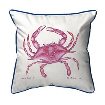 Betsy Drake Pink Crab Small Indoor Outdoor Pillow 12x12 - £39.10 GBP