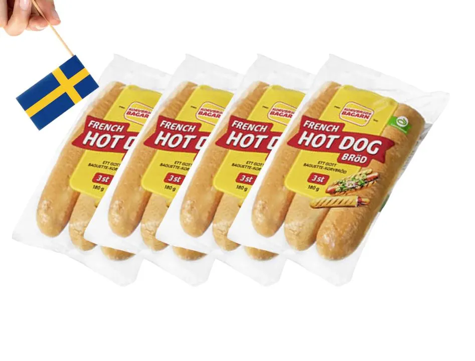 4 Pcs Korvbrödsbagarn French Hot Dog Bread - 3-Pack, 180g (6.34 oz) - £23.13 GBP