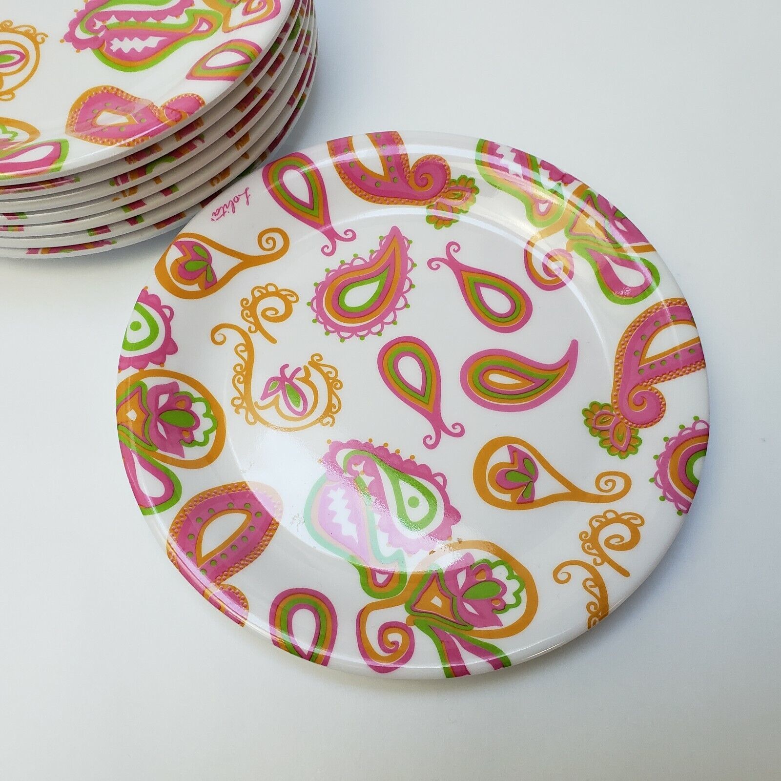 Lolita Dessert Plates (9) What is Your Moment Paisley Design Pink Multi-Color - $17.77