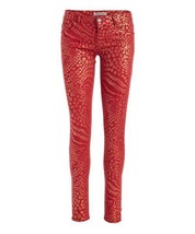 $40 Miss Kitty Couture Burgundy Metallic Leopard Skinny Jeans Size 1 NWOT - $12.54