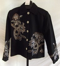 NWOT ASAP Black Floral Embroidered Cotton Jacket Misses Size Small  - £17.13 GBP