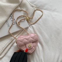 Small Women Heart Fashion Shoulder Crossbody Bag PU Leather Quilted Cute Handbag - £27.48 GBP