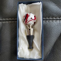 Vintage Murano Art Deco Collection Art Glass Wine Bottle Stopper White Red Gold - £30.29 GBP