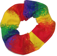 Rainbow Splatter Hair Scrunchie Scrunchies by Sherry Ponytail Holder - £5.52 GBP