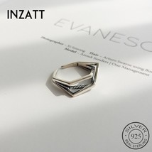INZATT Fashion S925 Creative Irregular Geometric Hyperbole Open Ring For Women 2 - £13.59 GBP