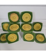Vintage Set of 10 Apple Green Coasters Plastic Raffia Rope Bakelite? Luc... - $49.45