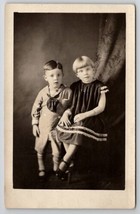 RPPC Cute Sister Brother Kathryn &amp; Dale Salem Iowa Thompson Family Postcard U30 - £16.20 GBP