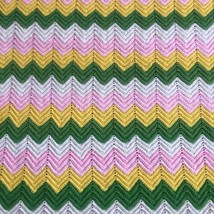 VTG Afghan Crochet Blanket Handmade Throw Quilt Multicolor Zig Zag Checron 55x46 - £43.07 GBP