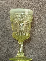 E.A.P.G. Vaseline Opalescent “Wildflowee” Wine Glass - Adams Glass C.1880’s - £51.11 GBP